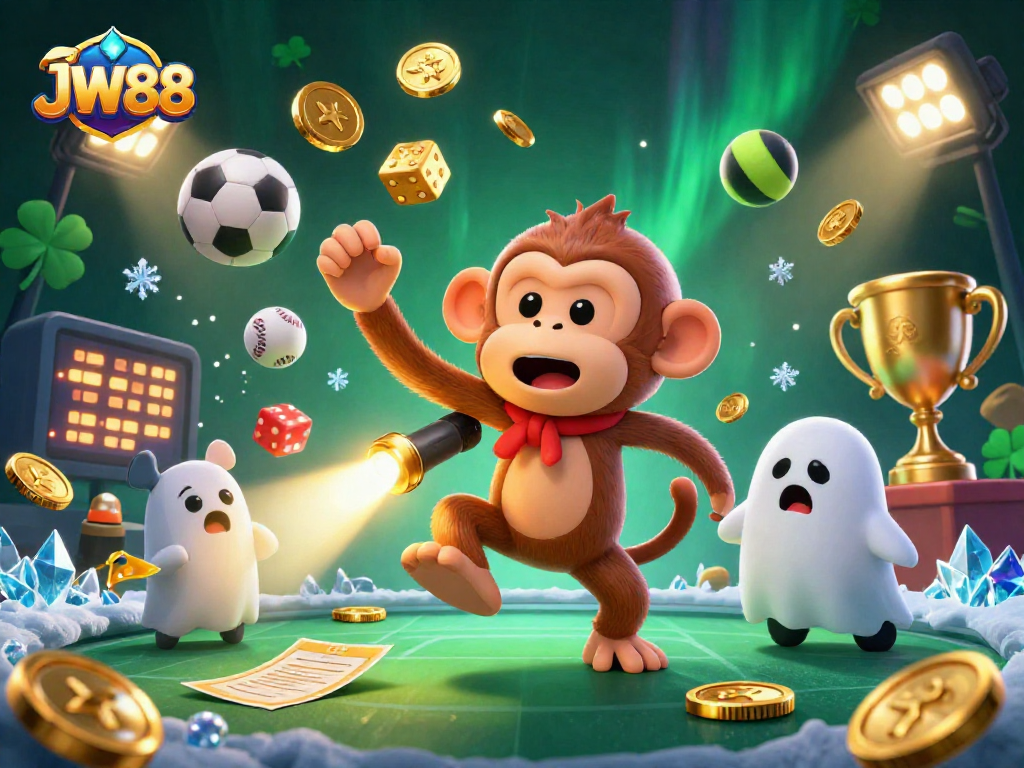 Engage in thrilling casino adventures at JW88 with a playful poltergeist and a curious puppy.