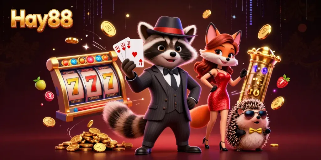 Engage with Hay88 for winning strategies in a vibrant casino atmosphere illustrated.