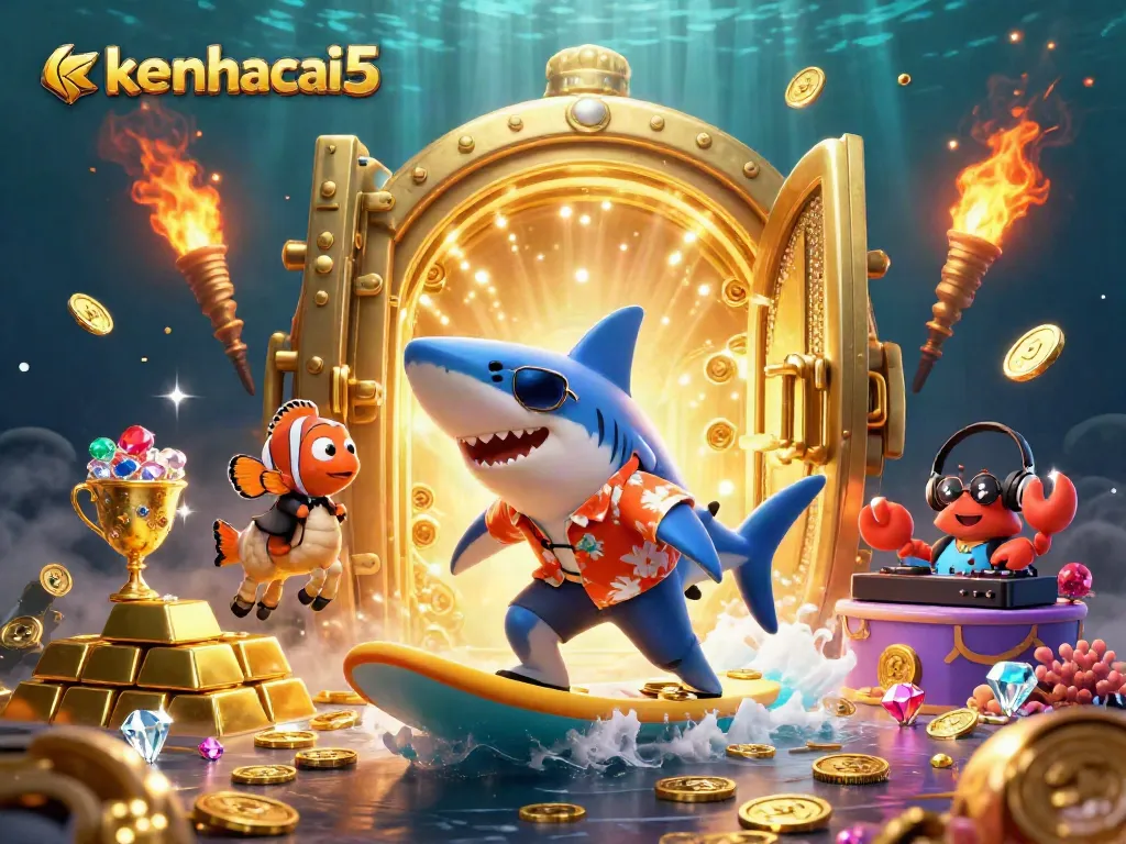 Experience thrilling wins with keonhacai5 in this vibrant underwater casino scene.