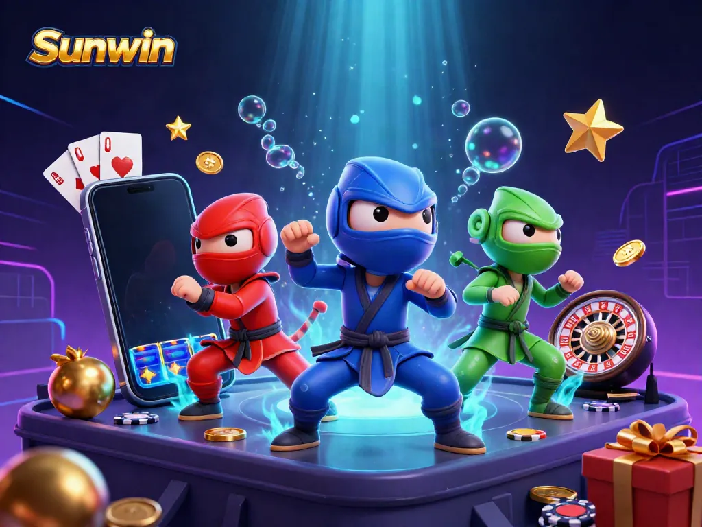 Experience dynamic gaming with Sunwin's vibrant chameleon ninjas and thrilling casino elements.