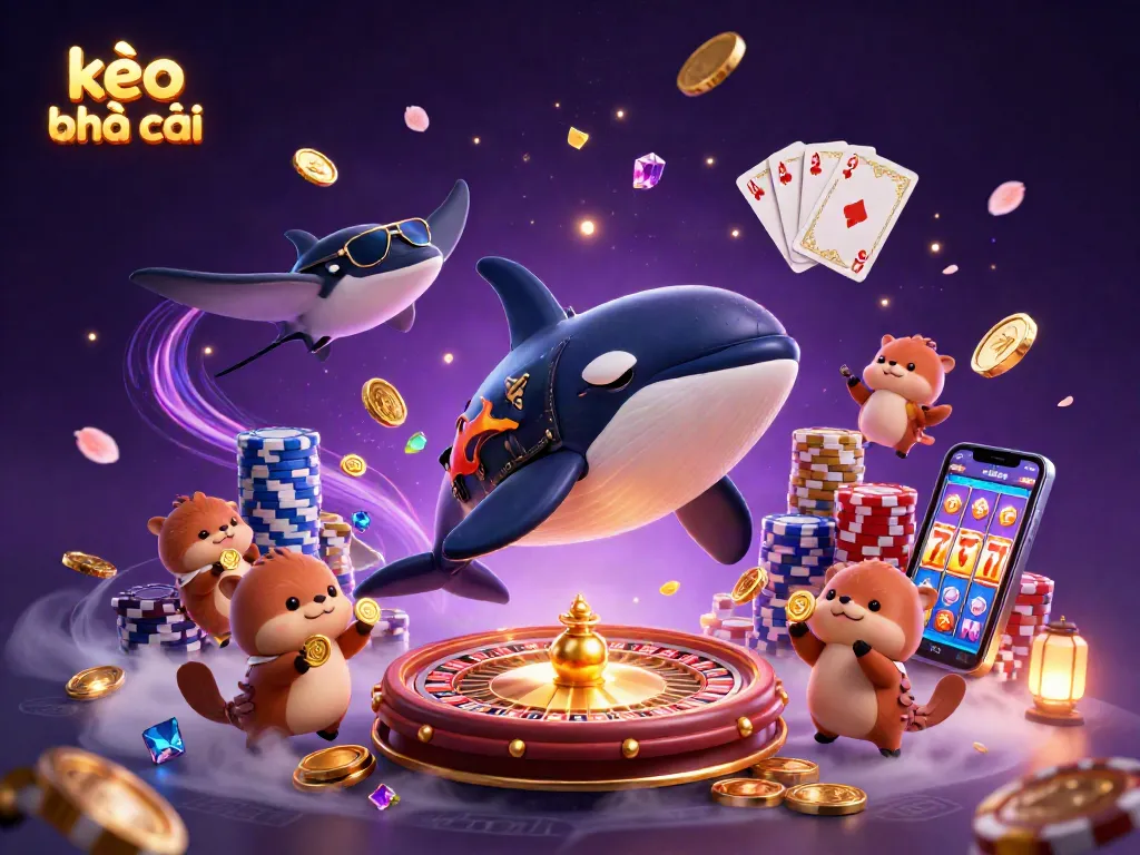 Engage with kèo nhà cái through exciting casino elements featuring an orca in action.