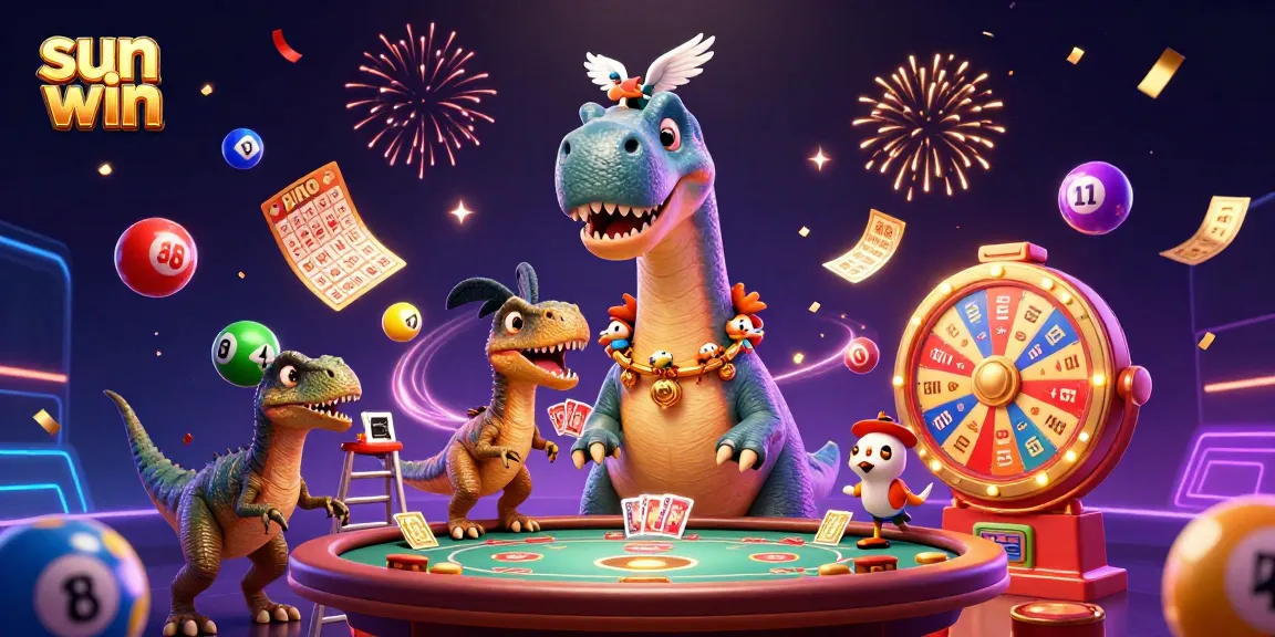 Engage in fun with the sun win brand as vibrant lottery elements bounce in a 3D casino scene.