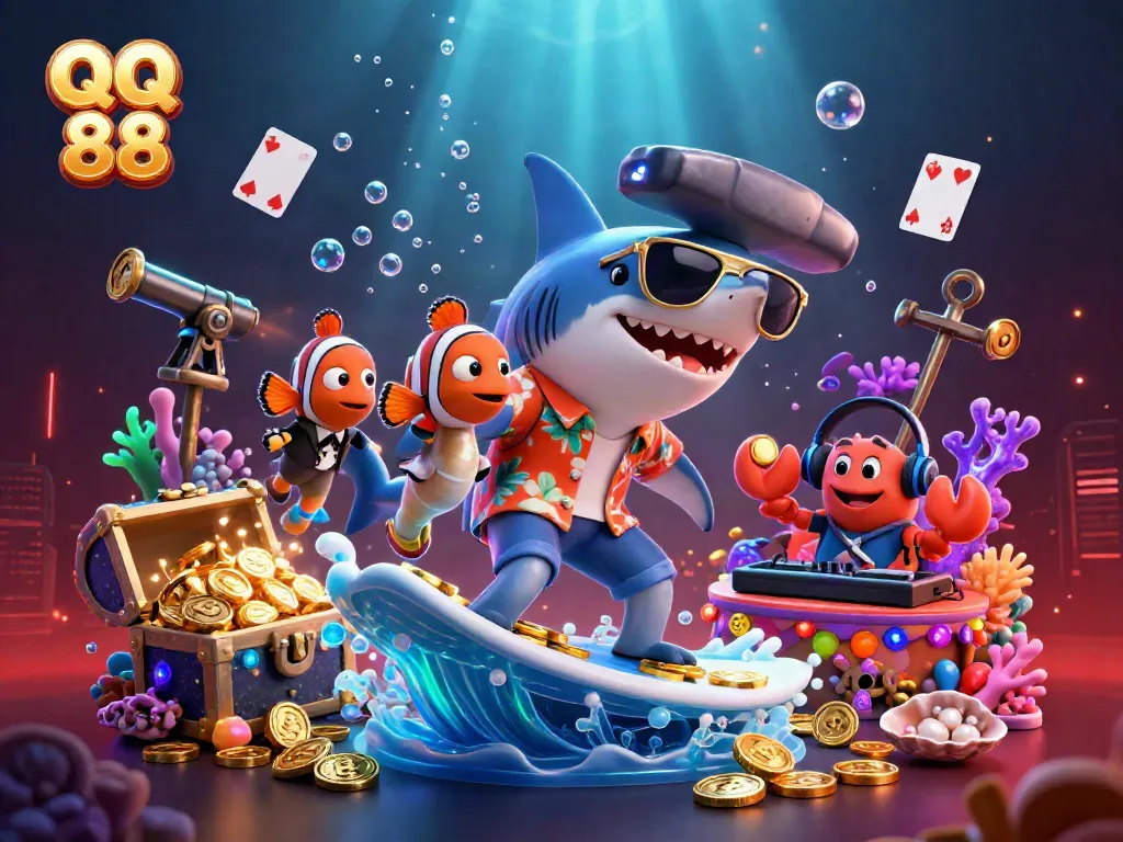 Engage in QQ 88's thrilling gaming experience, featuring vibrant characters in a colorful underwater setting.