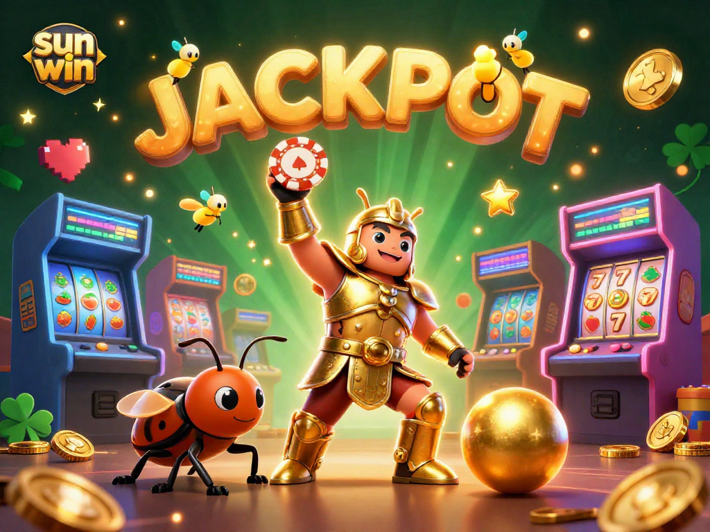 Experience the thrill of sun win as a victorious beetle conquers the casino in vibrant 3D illustration.