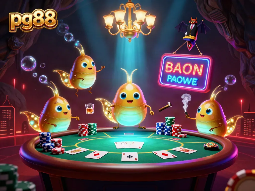 Experience the excitement of pg88 with glowworms lighting up a vibrant casino scene.