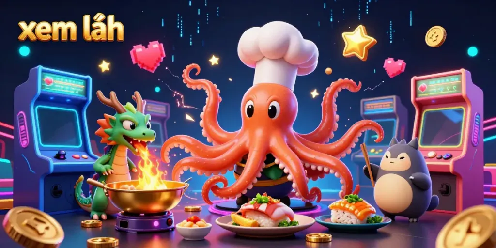 Engage with vibrant casino scenes featuring lucky octopus, dragon, and tanuki in 3D world – xem thêm!