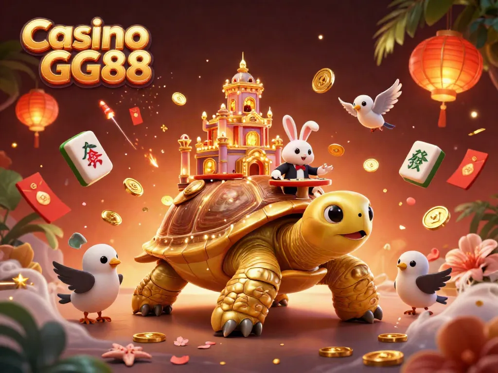 Experience thrilling gameplay at Casino GG88 with a vibrant, festive casino scene featuring a unique turtle casino.