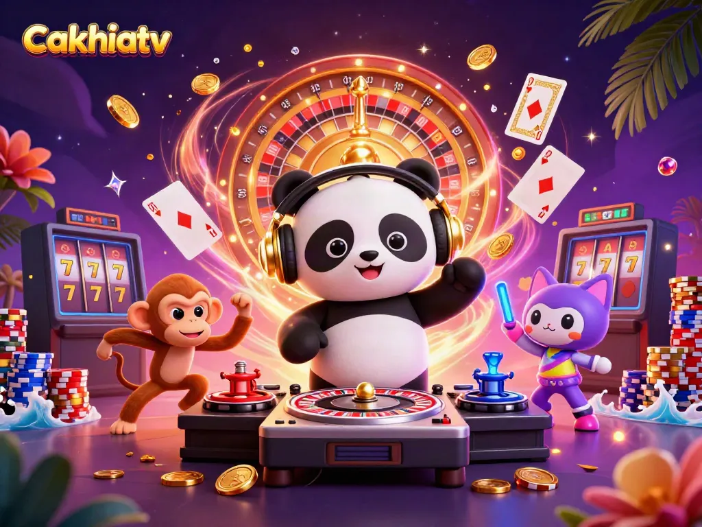 Experience the excitement of cakhiatv with our 3D scene featuring vibrant games and captivating characters.