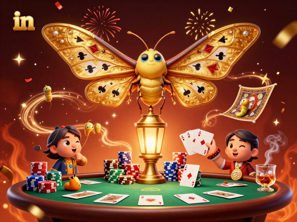 Engage in thrilling casino action in vibrant colors with the cartoon atlas moth hero.