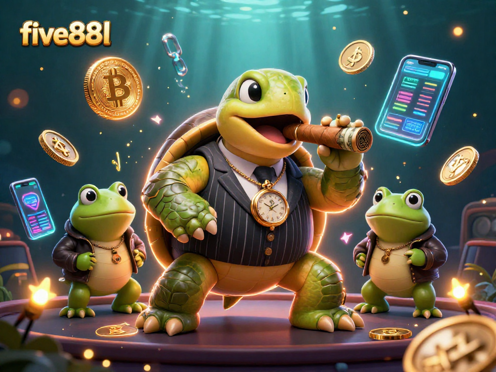 Engage with five88l's immersive casino experience featuring vivid characters and digital gaming elements.