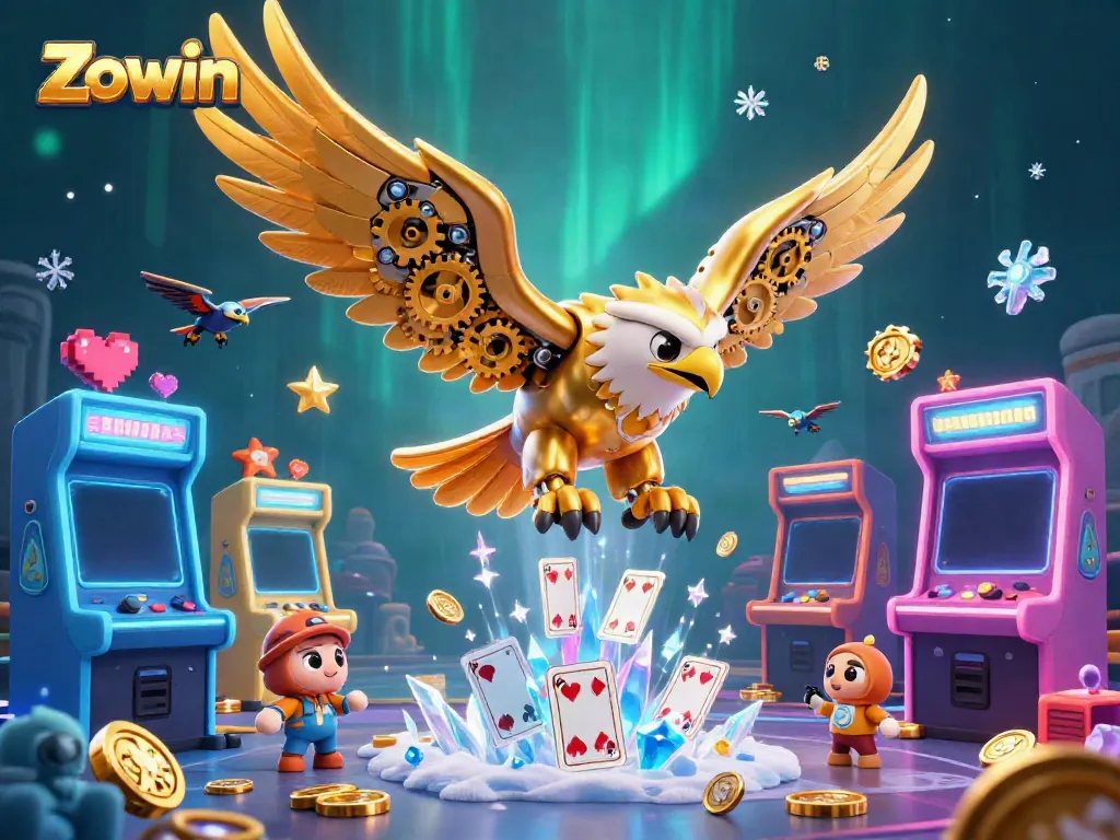 Experience thrilling Zowin gaming adventures with a vibrant, energetic illustration.