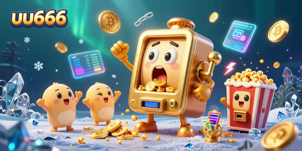 uu666 slot machine hits jackpot, showcasing vibrant casino fun with gold coins pouring out