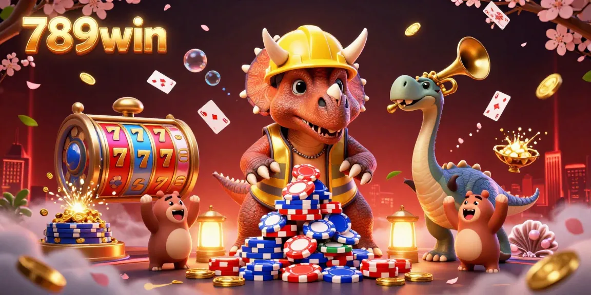 Immerse in the excitement at 789win with a vibrant 3D casino-themed illustration showcasing lively characters and dynamic game elements.