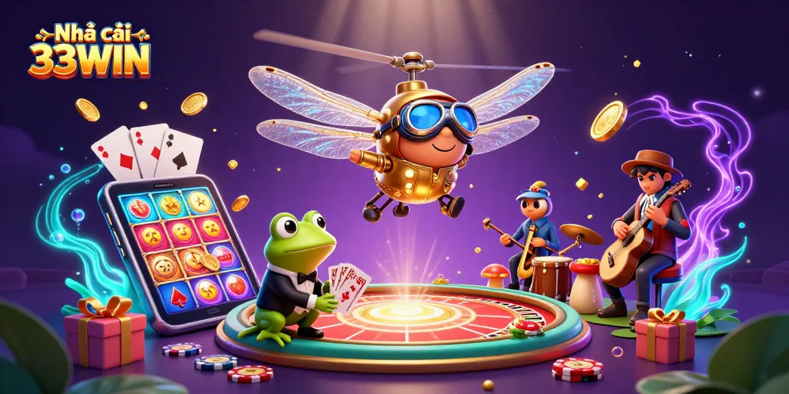 Engage with exhilarating games at Nhà cái 33WIN, featuring a lively scene of casino fun and entertainment.