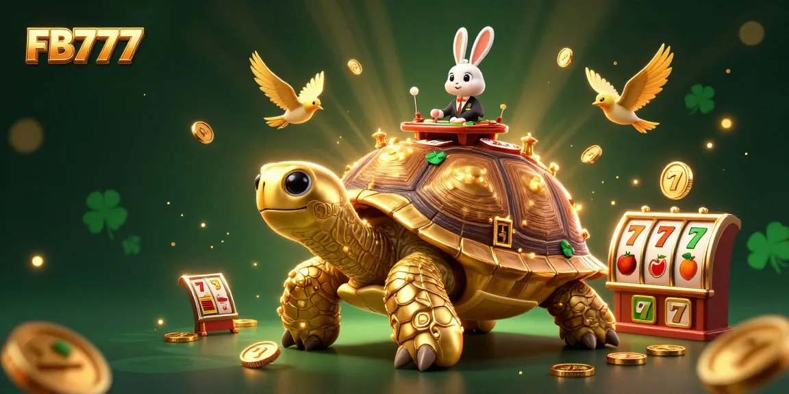 Experience vibrant gaming at FB777, where golden tortoises host thrilling casino action with colorful elements.