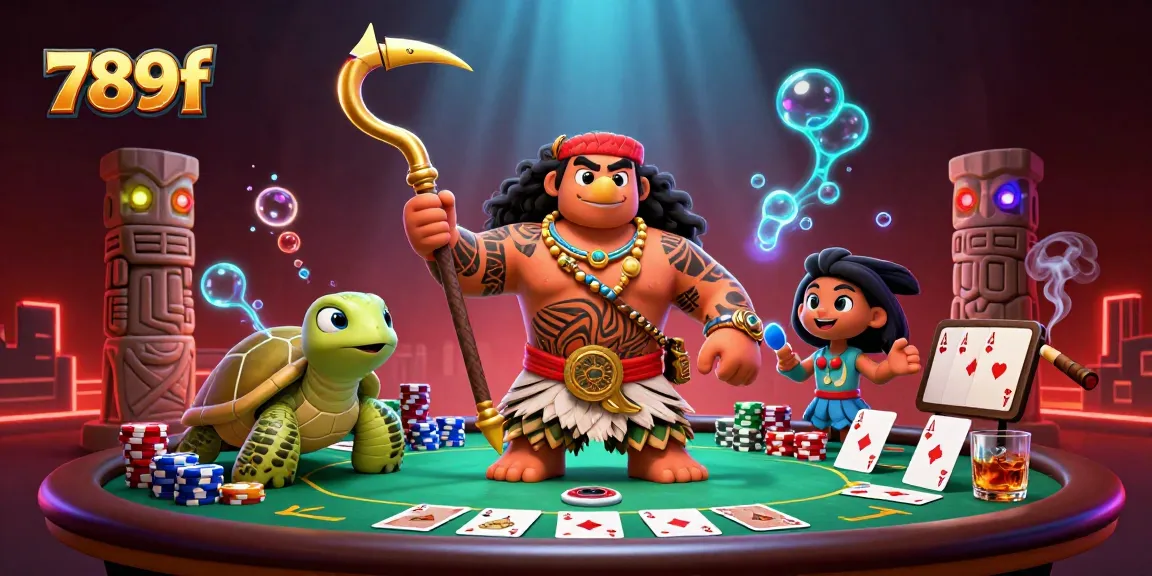 Experience thrilling gameplay with the vibrant 789f casino characters at a lively poker table.