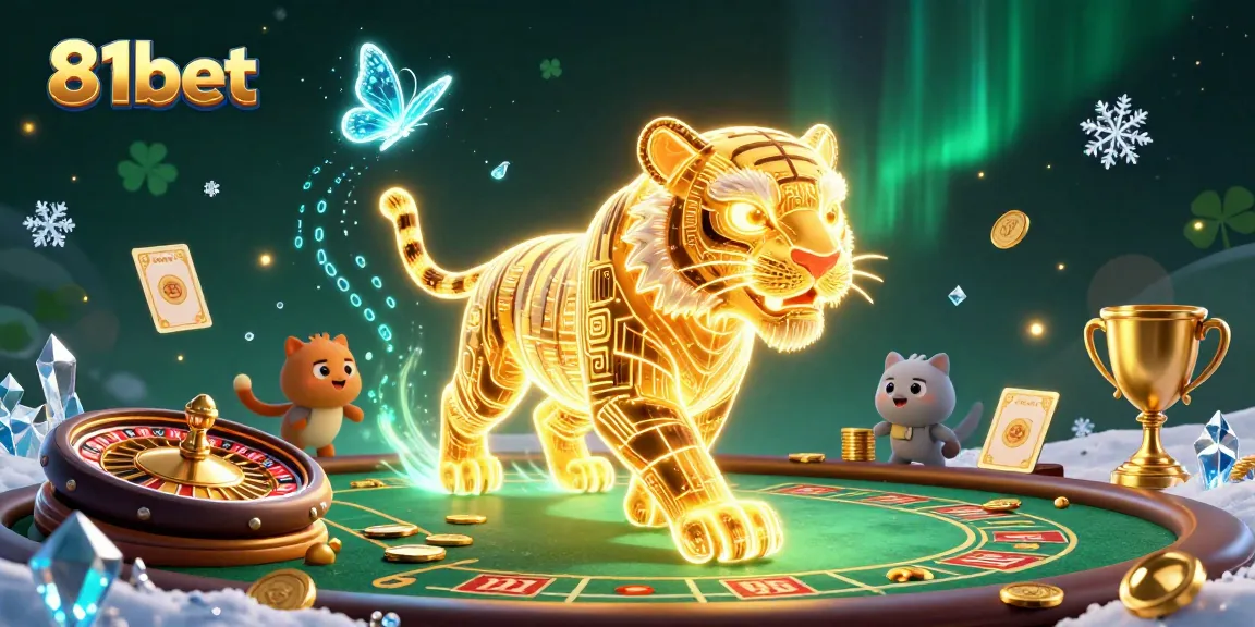 Experience the excitement of 81bet with a vibrant casino scene featuring a neon tiger and gaming elements.