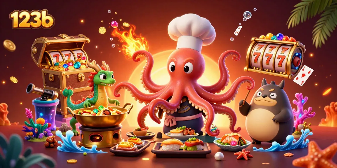 Engage with thrilling slots at 123b, featuring a captivating octopus chef and golden treasures.