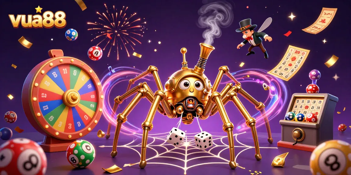 Engage with the vibrant world of vua88 through a dynamic 3D illustration capturing an immersive casino atmosphere.