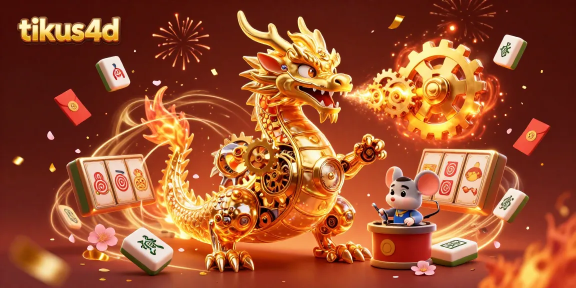 Experience the thrill of tikus4d with our captivating 3D casino illustration featuring a golden dragon and dynamic gaming elements.