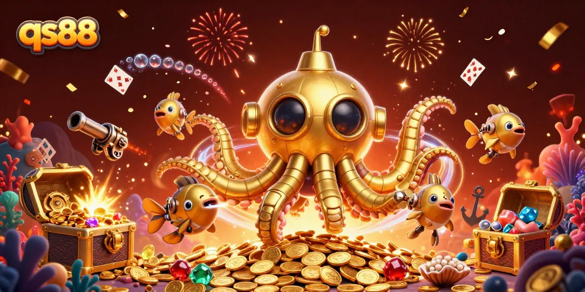 Experience the excitement of qs88 with a vibrant underwater treasure hunt illustration.