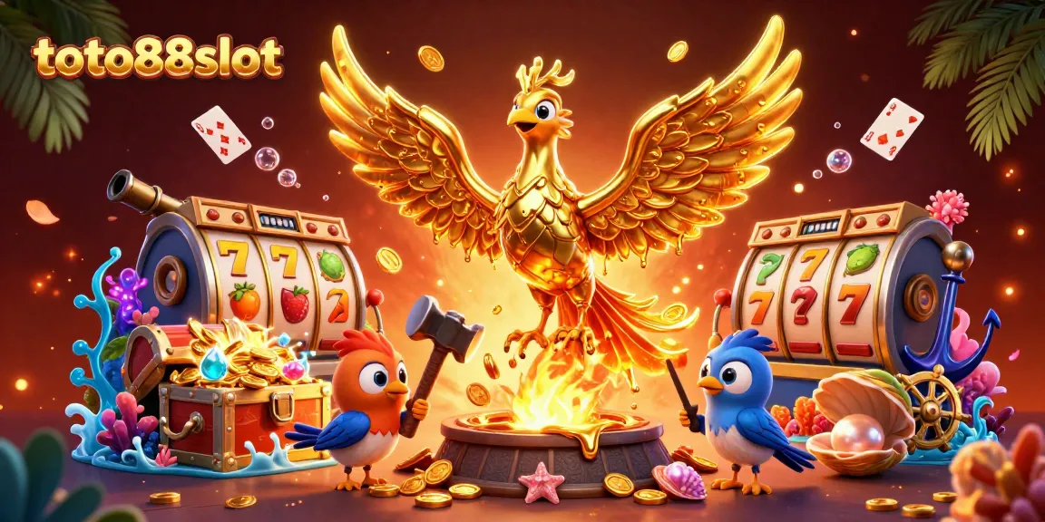 Experience thrilling slots with the fantastic toto88slot, showcasing vibrant gold casino elements.