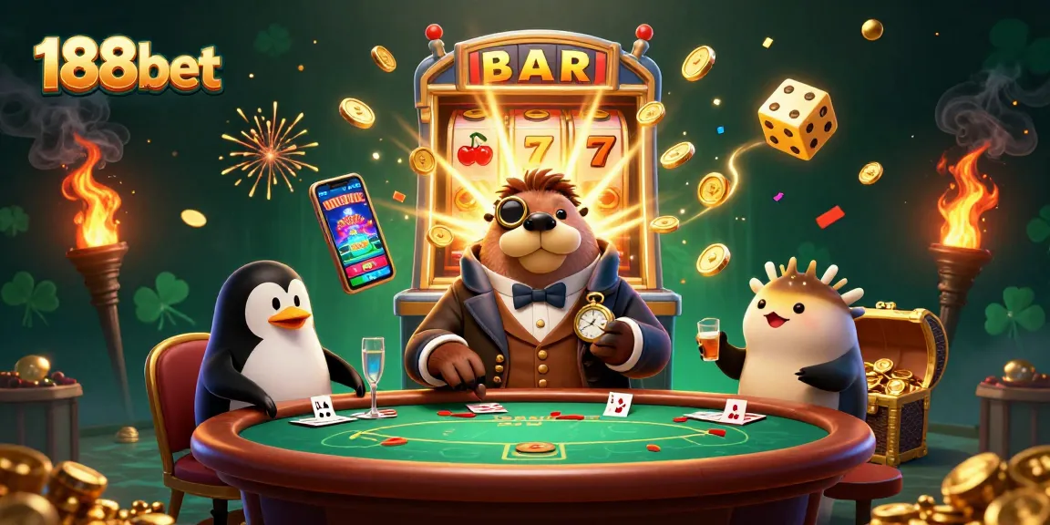 Experience thrilling gaming action with 188bet's vibrant casino scene featuring animated characters and dynamic elements.