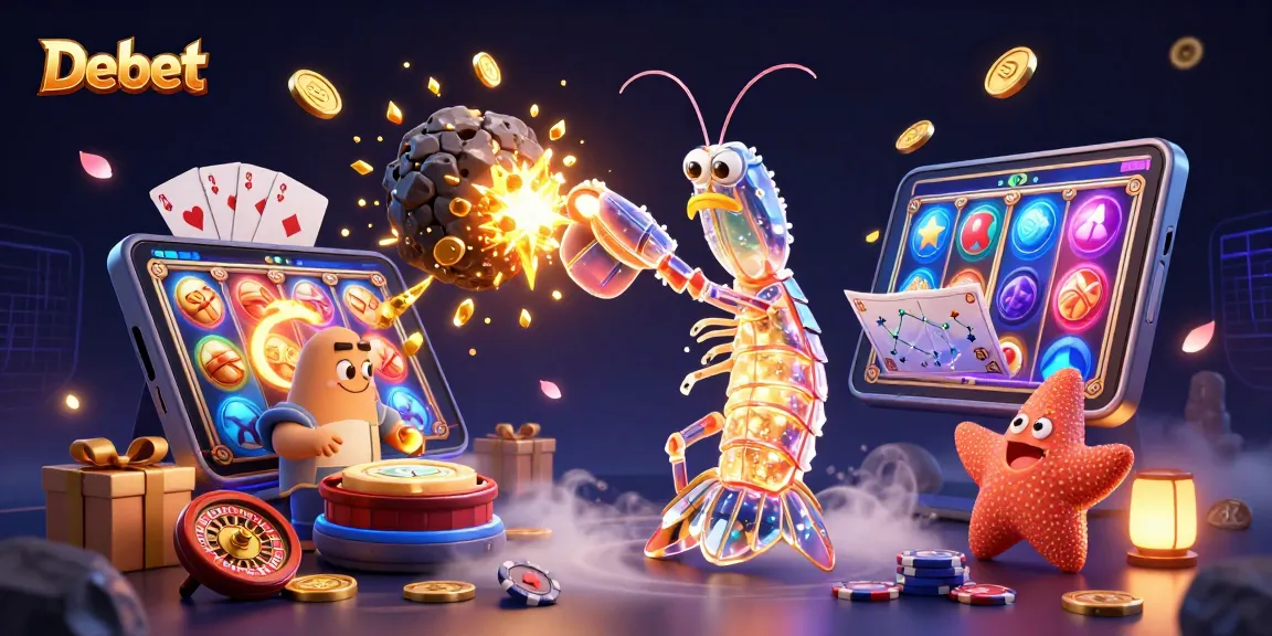 Engage in thrilling gameplay with Debet's colorful slot game and vibrant casino elements.