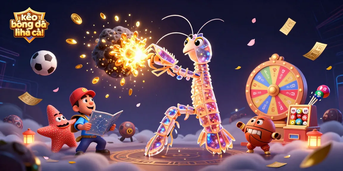 Engage with the dynamic kèo bóng đá nhà cái scene featuring vibrant sports betting elements and golden coins.