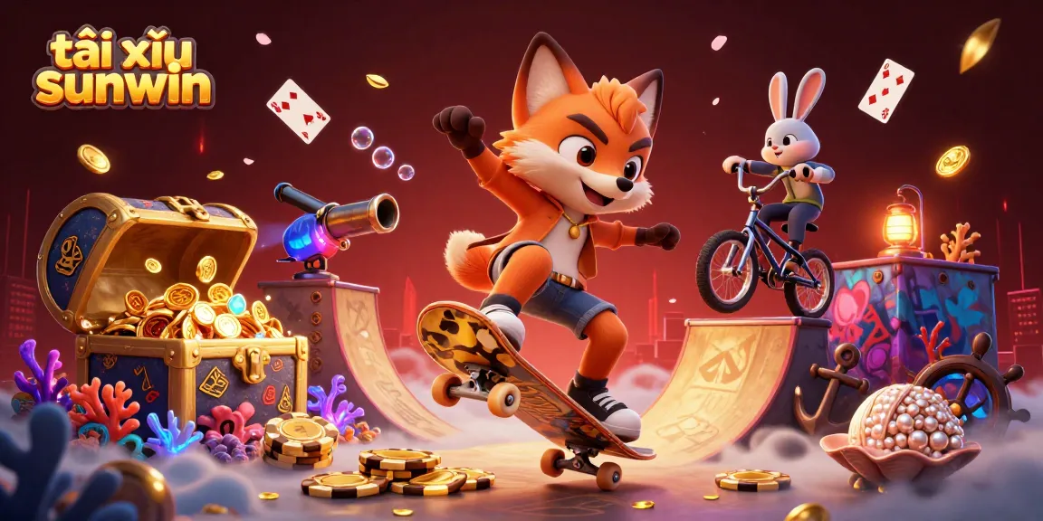 Experience the excitement of tài xỉu sunwin with an illustrated scene of characters and dynamic casino elements.