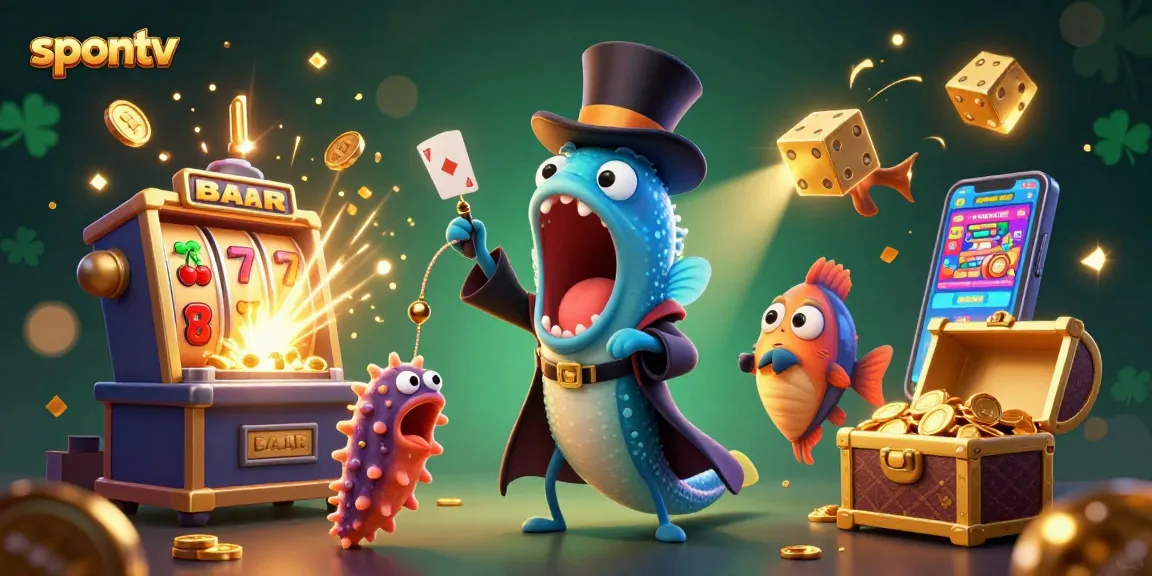 Experience high-quality sports streaming with spontv in an immersive gambling-themed illustration.
