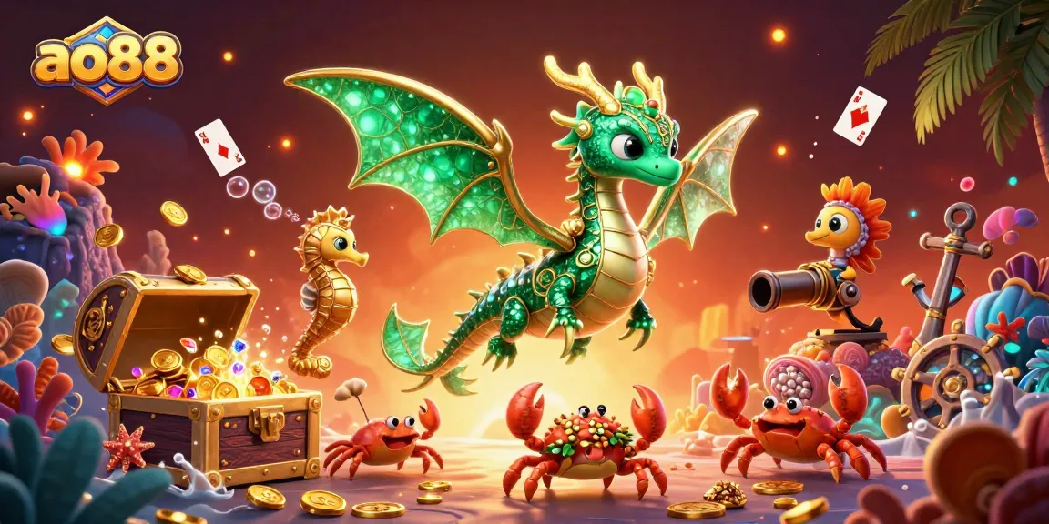 Experience exciting gameplay at ao88 with a captivating underwater scene featuring treasure and gaming elements.