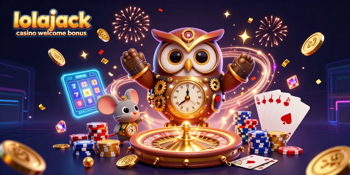 Experience the thrilling lolajack casino welcome bonus with a vibrant steampunk casino scene.