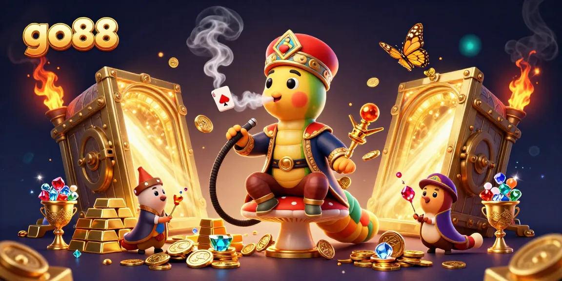 Experience thrilling gameplay with go88 as the vibrant caterpillar master and rich treasures surround.