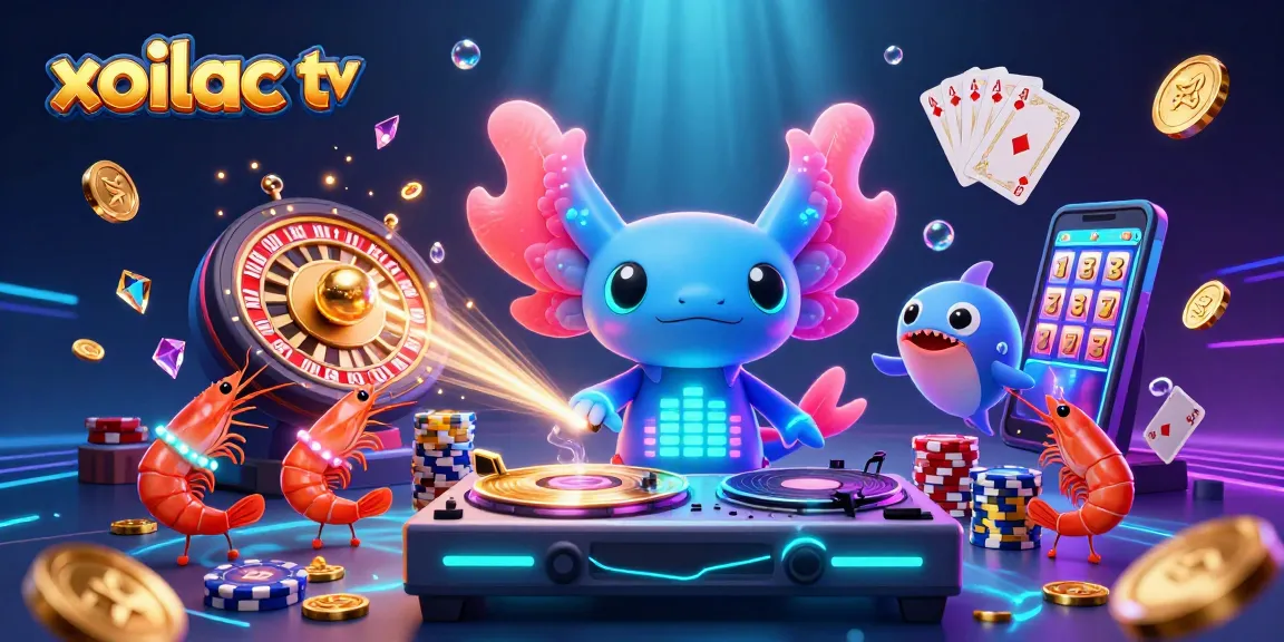 Xoilac TV showcases a vibrant and detailed underwater casino celebration with animated characters.