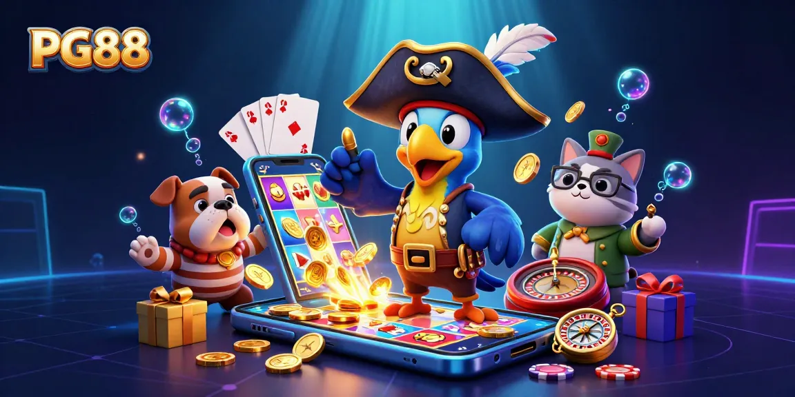 PG88 pirates navigate through a colorful slot game adventure filled with winnings and excitement.