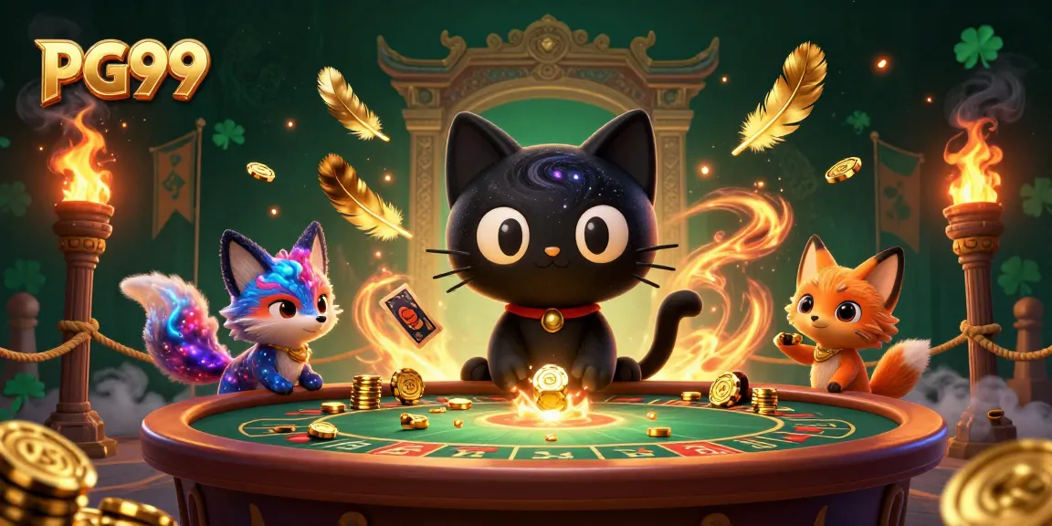 Engage in thrilling gameplay at PG99's cosmic casino, featuring vibrant characters and dynamic game elements.