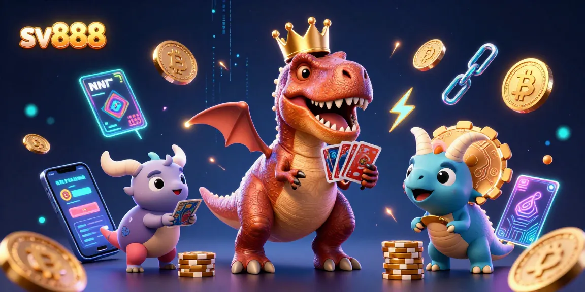 Engage with sv888's vibrant casino experience through a fun 3D dinosaur card game scene.