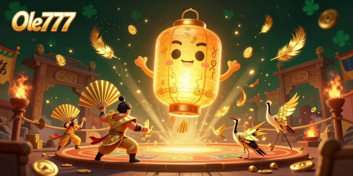 Experience thrilling gaming at Ole777 with a golden lantern spirit and dynamic casino elements.