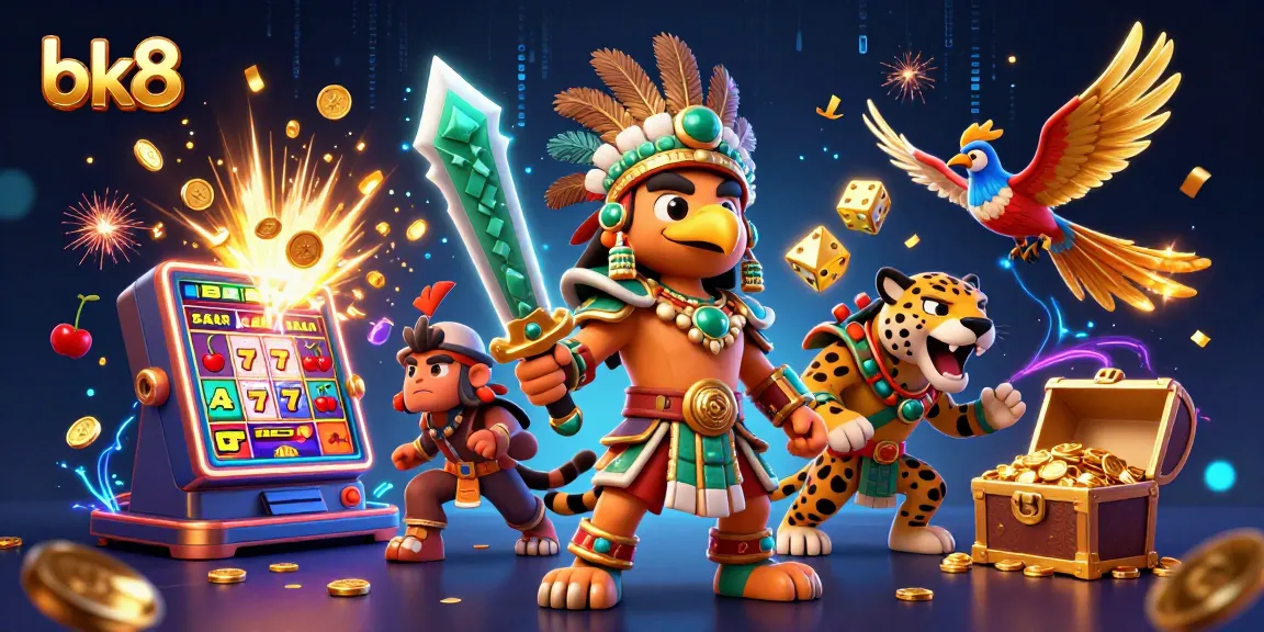 Experience thrilling gaming adventures with bk8 at a vibrant casino illustrated scene.
