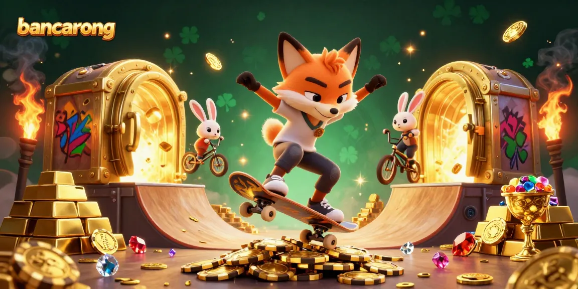 Bancarong showcases thrilling casino excitement with vibrant skateboard tricks and golden treasures