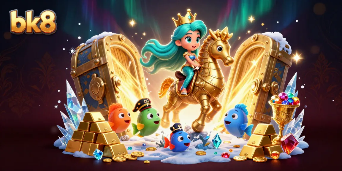 Experience big wins at bk8 with a vibrant mermaid and seahorse amid treasure and excitement.