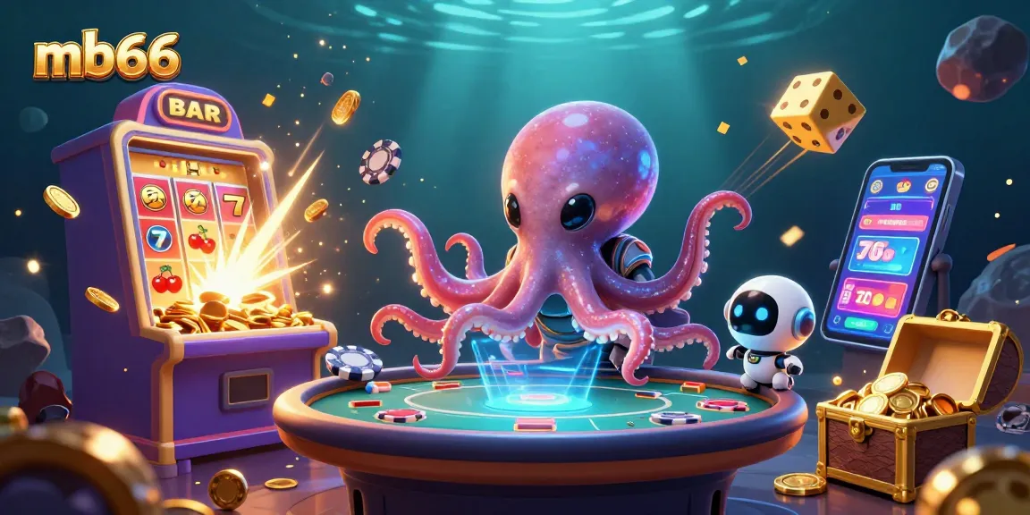 Join the excitement at mb66 with this vibrant 3D illustration of a space-themed casino scene.